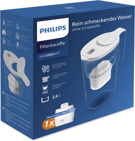 Κανάτα με φίλτρο νερού Philips AWP2933WHT/58, 2,6 λίτρα, Ψηφιακό χρονόμετρο, Micro X-Clean, Λευκό