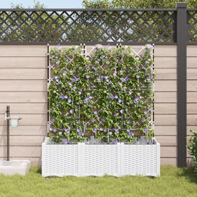 vidaXL Γλάστρες Κήπου 1 τεμ Καφασωτό Λευκό 120 x 40 x 142 cm Πλαστικό