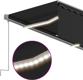 vidaXL Ηλεκτρική τέντα με LED και αισθητήρα 3,5 x 2,5 m Ανθρακί
