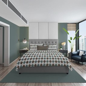 Σεντόνι Με Μαξιλαροθήκες Diamond 329 (Σετ 3τμχ) Petrol DimCol Queen Size 220x240cm 100% Cotton Flannel