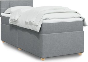 vidaXL Κρεβάτι Boxspring με Στρώμα Ανοιχτό Γκρι 90x190 εκ. Υφασμάτινο