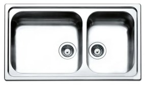 Apell Linear 8520 Ανοξείδωτος Λείος Ένθετος Νεροχύτης Με 2 Γούρνες 86x50 cm