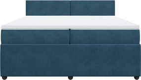 vidaXL Κρεβάτι Boxspring με Στρώμα Μπλε 200x200 εκ. Βελούδινο