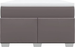 vidaXL Κρεβάτι Boxspring με Στρώμα Γκρι 120x190εκ. από Συνθετικό Δέρμα