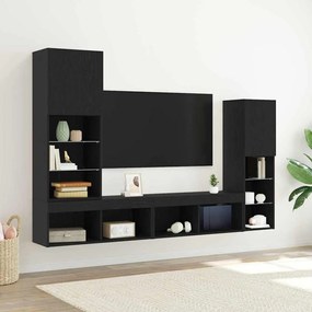 vidaXL LED Ντουλάπα TV Μαύρη Δρυς 30.5x30x102 εκ. Μηχανικά Φτιαγμένη Ξύλινη