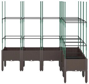 vidaXL Ζαρντινιέρα Κήπου με Καφασωτό Καφέ 160 x 120 x 142,5 εκ. από PP