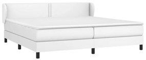Κρεβάτι Boxspring με Στρώμα Λευκό 200x200 εκ. Συνθετικό Δέρμα - Λευκό