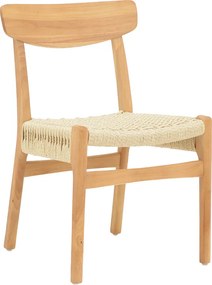 Καρέκλα Eaprine pakoworld φυσικό σχοινί-rubberwood 49x53x77εκ