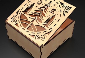 Σετ των 3 Intra απο ξύλο plywood 3mm-4mm πάχος Χριστουγεννιάτικα στολίδια Κουτί δώρου 02 Δίασταση 5x5 cm INTRAFABR-104951084