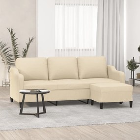 vidaXL Καναπές Τριθέσιος Κρεμ 180 εκ. από Υφασμάτινος με Υποπόδιο