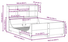 ΚΡΕΒΑΤΙ ΒΙΒΛΙΟΘΗΚΗ ΧΩΡΙΣ ΣΤΡΩΜΑ ΚΑΦΕ 160X200 ΕΚ ΜΑΣΙΦ ΠΕΥΚΟ 3323802