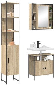 vidaXL Σετ Επίπλων Μπάνιου 3 pcs Sonoma Δρυς 33 x 33 x 185.5 εκ