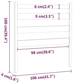 vidaXL Κεφαλάρι Κρεβατιού Μαύρο 106 x 4 x 100 εκ. Μασίφ Ξύλο Πεύκου