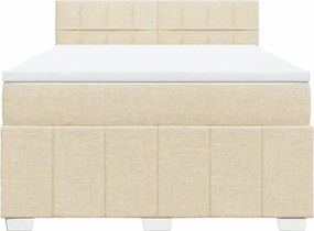 vidaXL Κρεβάτι Boxspring με Στρώμα Κρεμ 140x200 εκ. Υφασμάτινο