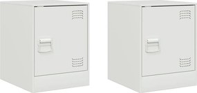 vidaXL Κομοδίνα 2 τεμ. Λευκό 34,5 x 39 x 44 εκ. από Χάλυβα