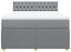 vidaXL Κρεβάτι Boxspring με Στρώμα Ανοιχτό Γκρι 140x200 εκ. Υφασμάτινο