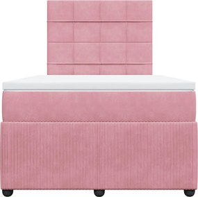 vidaXL Κρεβάτι Boxspring με Στρώμα Ροζ 120x200 εκ. Βελούδινο