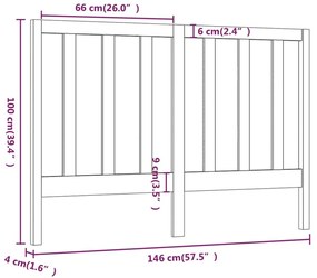 Κεφαλάρι Κρεβατιού Γκρι 146 x 4 x 100 εκ. από Μασίφ Ξύλο Πεύκου - Γκρι