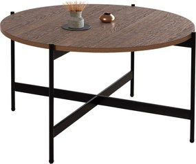 ΤΡΑΠΕΖΙ ΣΑΛΟΝΙΟΥ HM9588.04 MDF ΚΑΡΥΔΙ-ΜΑΥΡΗ ΜΕΤΑΛΛΙΚΗ ΒΑΣΗ Φ80x45Υεκ.
