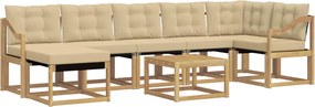 vidaXL Σειρά Καναπέ Εξωτερικού με μαξιλάρι 8 pcs Λευκό και Μπεζ