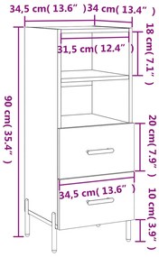 Ντουλάπι Λευκό 34,5 x 34 x 90 εκ. από Επεξεργασμένο Ξύλο - Λευκό