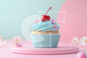 Intra Συλλεκτικό Ξύλινο Παζλ Plywood  4mm - Διακοσμητικό Cupcake με κεράσι και λουλούδια Σε Ξύλινο Κουτί - Διαστάσεις: 10x10 cm – 25 κομμάτια