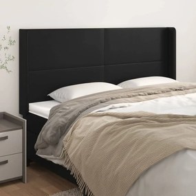 Κεφαλάρι με Πτερύγια Μαύρο 163x16x118/128 εκ.Συνθετικό Δέρμα 3119396