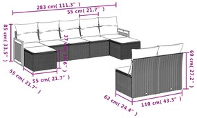 vidaXL Σαλόνι Κήπου Σετ 9 τεμ. Μπεζ Συνθετικό Ρατάν με Μαξιλάρια