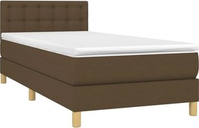 vidaXL Κρεβάτι Boxspring με Στρώμα &amp; LED Σκ.Καφέ 90x190 εκ. Υφασμάτινο