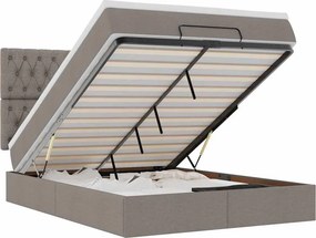 vidaXL Οθωμανικό κρεβάτι με στρώμα &amp; LEDs τεφρόχρουν χρώμα Ύφασμα