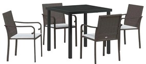 vidaXL Σέτ φαγητού για κήπο 5 pcs Καφέ Πολυ ράταν
