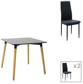Intrahome Τραπεζαρία Natali-Parker Intrahome σετ 3τεμ mdf σε μαύρη-φυσική απόχρωση 80x80x76cm | SKU: INTRAPA-311112266