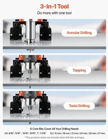 VEVOR Magnetic Drill Press Mag Drill Press 1400 W 0-850 RPM with 6 Core Bits