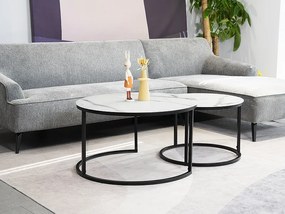 Τραπεζάκια σαλονιού γυάλινα λευκά ATLANTA Φ80x80x45 DIOMMI ATLANTACBC 80-1533
