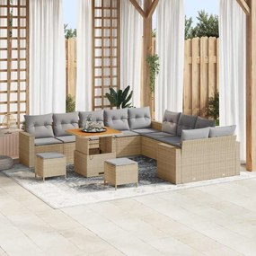 vidaXL Σετ Καναπέ Κήπου 13 pcs Μπεζ συνθετικό ρατάν