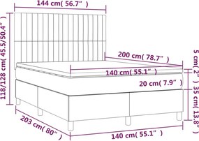 vidaXL Κρεβάτι Boxspring με Στρώμα Κρεμ 140x200 εκ. Υφασμάτινο