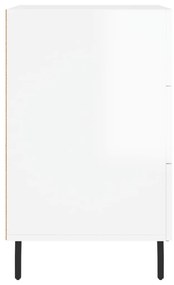vidaXL Κομοδίνο Γυαλ. Λευκό 40 x 40 x 66 εκ. από Επεξεργασμένο Ξύλο