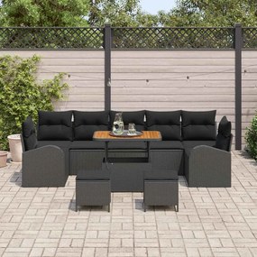 vidaXL Σετ Καναπέ Κήπου με μαξιλάρι 10 pcs Μαύρο Πολυ ράταν