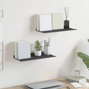 vidaXL Πλωτό ράφι 2 τμχ. Μαύρο 40 x 18 x 2,5 cm Ατσάλι