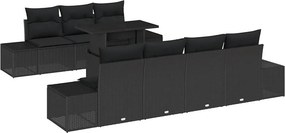 vidaXL Σετ Καναπέ Κήπου με μαξιλάρι 8 pcs Μαύρο