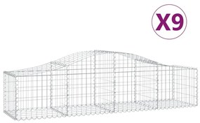 vidaXL Συρματοκιβώτια Τοξωτά 9 τεμ. 200x50x40/60 εκ. Γαλβαν. Ατσάλι