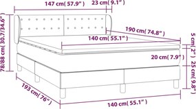 vidaXL Κρεβάτι Boxspring με Στρώμα Μαύρο 140x190 εκ. Υφασμάτινο