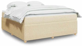 vidaXL Κρεβάτι Boxspring με Στρώμα Κρεμ 180x200 εκ. Υφασμάτινο