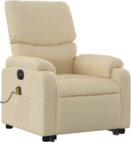 vidaXL Πολυθρόνα Μασάζ Ηλεκ. Ανακλινόμενη με Ανύψωση Κρεμ Υφασμάτινη