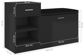 vidaXL Παπουτσοθήκη Γυαλ. Μαύρη 94,5 x 31 x 57 εκ. από Επεξ. Ξύλο