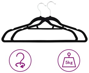 vidaXL Κρεμάστρες Ρούχων Σετ 100 τεμ. Αντιολισθητικές Μαύρες Βελούδο