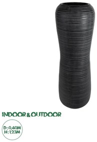 20772 GloboStar® Artificial Garden BARRIO 20772 Επιδαπέδιο Πολυεστερικό Τσιμεντένιο Κασπώ Γλάστρα - Flower Pot Μαύρο Φ40 x Υ122cm