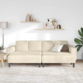 vidaXL Υφασμάτινος καναπές με μαξιλάρι Κρεμ 208 εκ. Βελούδο