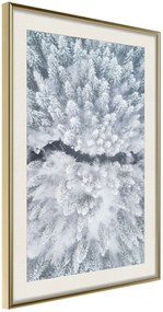 Αφίσα - Winter Forest From a Bird's Eye View - 20x30 - Χρυσό - Με πασπαρτού