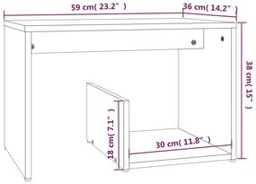 vidaXL Βοηθητικό Τραπέζι Καφέ Δρυς 59x36x38 εκ. Επεξεργασμένο Ξύλο